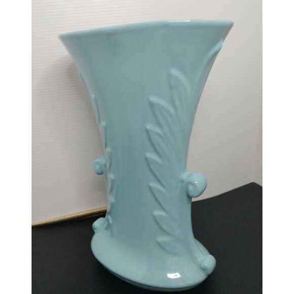 Vintage Abingdon USA Turquoise 10.5”x7" Vase Art Deco - Picture 10 of 14